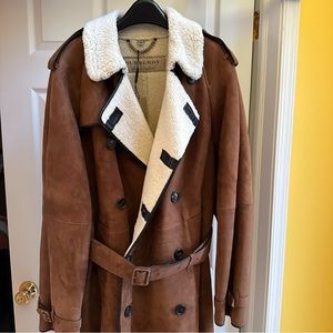 Men’s Burberry Suede and Shearling Trench Coat